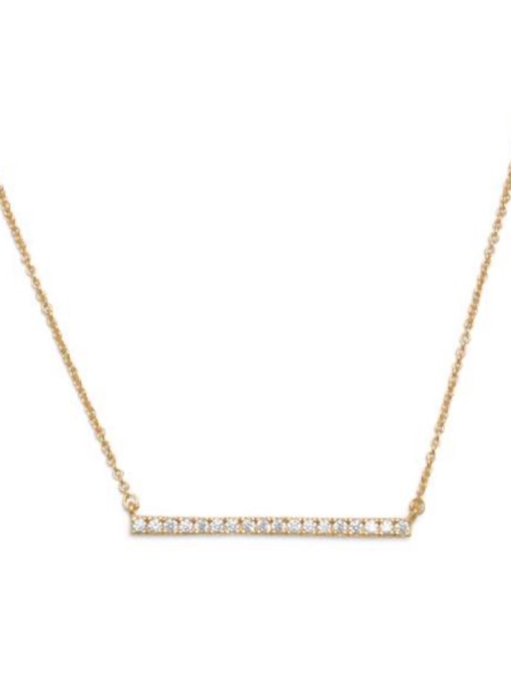 New! 14k Gold Plated .925 Cubic Zirconia Bar Necklace